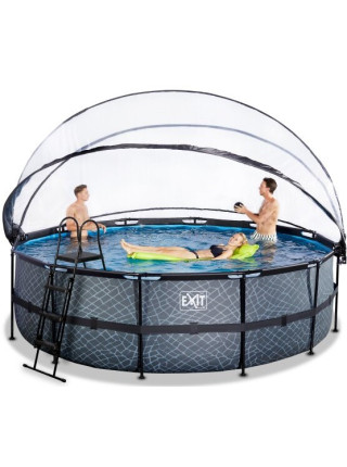 Басейн круглий з куполом EXIT "камінь" 488х122 см